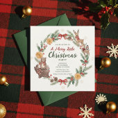 Woodland Christmas Wreath Party Invitation Kaart