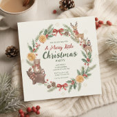 Woodland Christmas Wreath Party Invitation Kaart