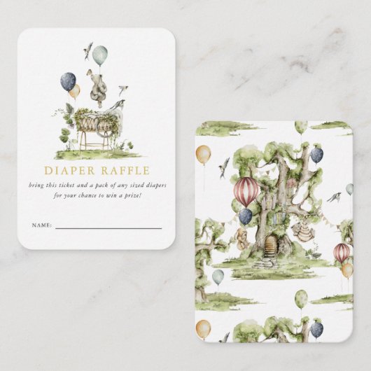 Woodland Circus Baby shower | Diaper Raffle Informatiekaartje (Voorkant / Achterkant)