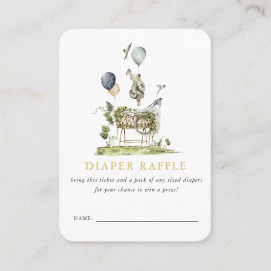 Woodland Circus Baby shower | Diaper Raffle Informatiekaartje (Voorkant)