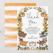 Woodland Citrus Virtual Quarantine Baby shower Bedankkaart (Voorkant / Achterkant)