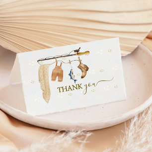 Woodland Clothesline Gevist Derby Baby Bedankt Kaart