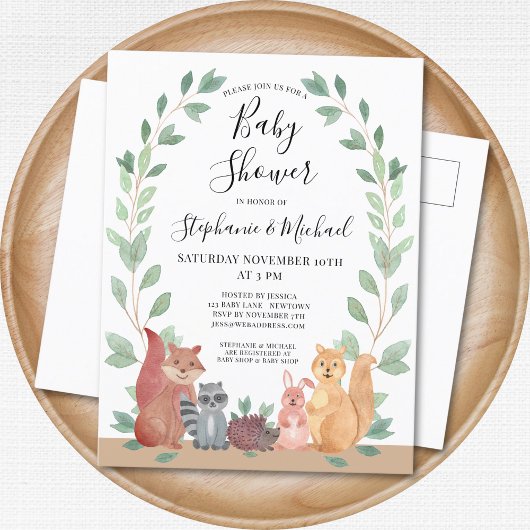 Woodland Couples Baby shower Invitation Briefkaart