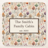 Woodland Cozy Cabin Family Gift Kartonnen Onderzetters (Voorkant)