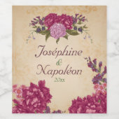 Woodland, Cranberry en Plum Floral Wijn Etiket (Enkel label)