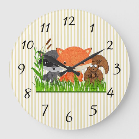 Woodland Creater Forest Animal Baby Nursery Clock Grote Klok (Voorkant)