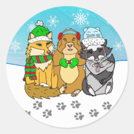 Woodland Creaters Forest Animals Kerstmis Ronde Sticker