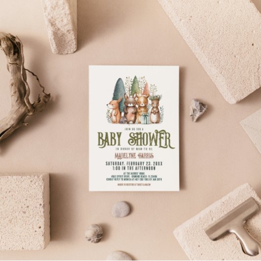 Woodland Creaters Forest Waterverf Baby shower Kaart