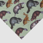 Woodland Creaters on Green Decoupage Tissuepapier (Detail)