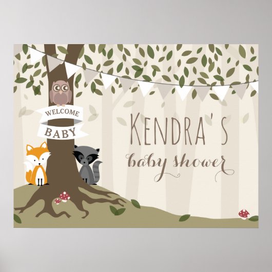 Woodland Creats Neutral Baby shower Poster (Voorkant)