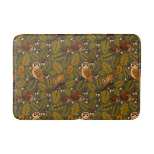 Woodland Creatures and Leaves Pattern Badmat