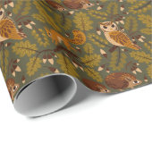 Woodland Creatures and Leaves Pattern Cadeaupapier (Rol Hoek)