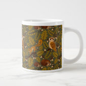 Woodland Creatures and Leaves Pattern Grote Koffiekop (Rechts)