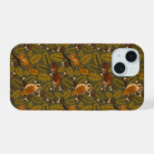 Woodland Creatures and Leaves Pattern iPhone 15 Case (Achterkant horizontaal)