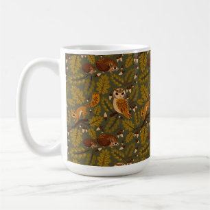 Woodland Creatures and Leaves Pattern Koffiemok