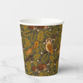 Woodland Creatures and Leaves Pattern Papieren Bekers (Links)