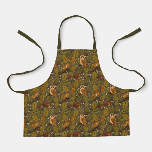 Woodland Creatures and Leaves Pattern Schort (Voorkant)