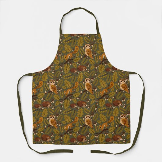 Woodland Creatures and Leaves Pattern Schort (Voorkant)