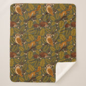 Woodland Creatures and Leaves Pattern Sherpa Deken (Voorkant)