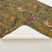 Woodland Creatures and Leaves Pattern Sherpa Deken (3/4)