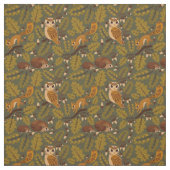 Woodland Creatures and Leaves Pattern Stof (Swatch)