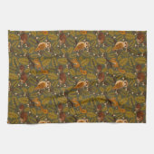 Woodland Creatures and Leaves Pattern Theedoek (Horizontaal)