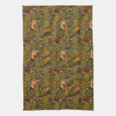 Woodland Creatures and Leaves Pattern Theedoek (Verticaal)