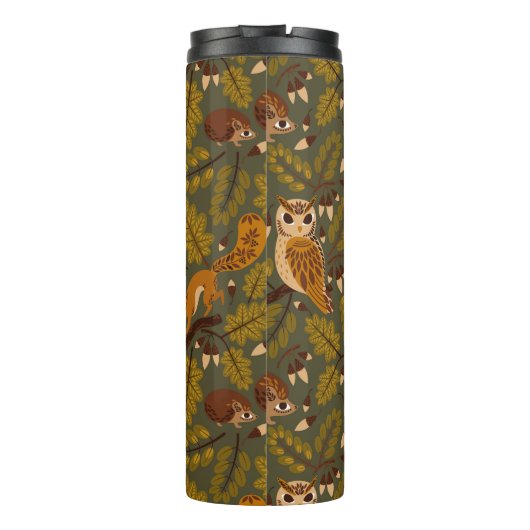 Woodland Creatures and Leaves Pattern Thermosbeker (Achterkant)