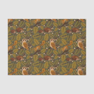 Woodland Creatures and Leaves Pattern Tissuepapier