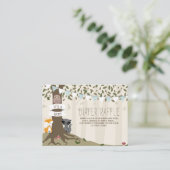 Woodland Creatures Baby Jongen Luier Raffle Informatiekaartje (Staand voorkant)