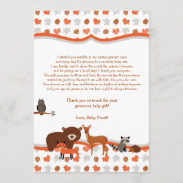 Woodland Creatures Baby shower dank je gedicht Bedankkaart