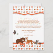 Woodland Creatures Baby shower dank je gedicht Bedankkaart (Voorkant)
