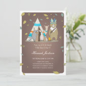 Woodland Creatures Baby shower Invitation Kaart (Staand voorkant)