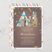 Woodland Creatures Baby shower Invitation Kaart (Voorkant / Achterkant)