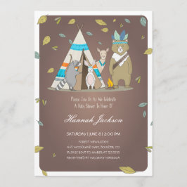 Woodland Creatures Baby shower Invitation Kaart