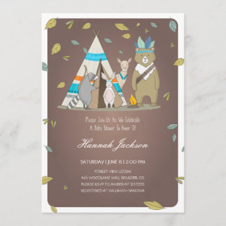 Woodland Creatures Baby shower Invitation Kaart