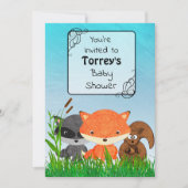 Woodland Creatures Baby shower Invitation Kaart (Voorkant)