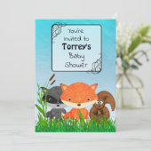 Woodland Creatures Baby shower Invitation Kaart (Staand voorkant)