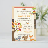 Woodland Creatures Baby shower Invitation Kaart (Staand voorkant)