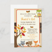 Woodland Creatures Baby shower Invitation Kaart (Voorkant / Achterkant)