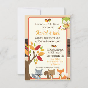 Woodland Creatures Baby shower Invitation Kaart