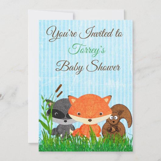 Woodland Creatures Baby shower Invitation Kaart (Voorkant)