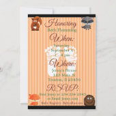 Woodland Creatures Baby shower Invitation Kaart (Achterkant)