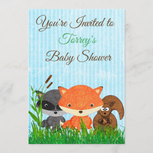Woodland Creatures Baby shower Invitation Kaart