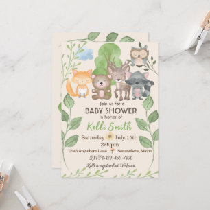 Woodland Creatures Baby Shower Invitations Kaart