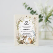 Woodland Creatures Baby shower Invite Waterverf Briefkaart (Staand voorkant)