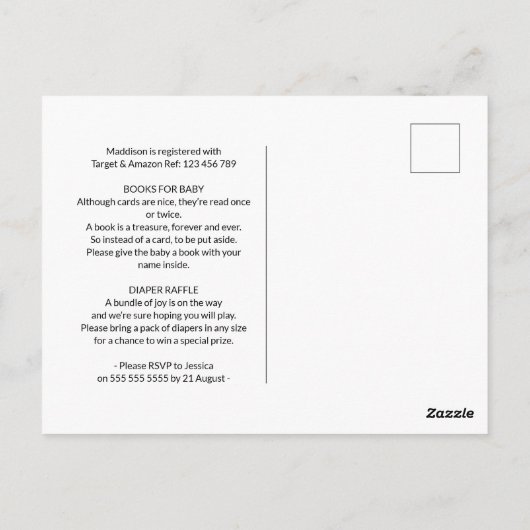 Woodland Creatures Baby shower Invite Waterverf Briefkaart (Achterkant)