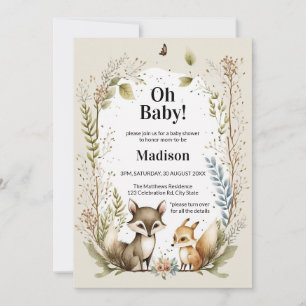 Woodland Creatures Baby shower Invite Waterverf Kaart