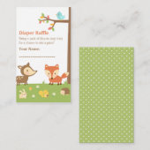 Woodland Creatures Baby shower Luier Raffle Informatiekaartje (Voorkant / Achterkant)