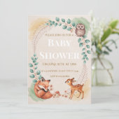 Woodland Creatures Baby Shower Uitnodiging (Staand voorkant)